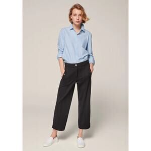 Me + Em Adjustable Twill Ponte Straight Leg Trouser Pant in Black, Size 14